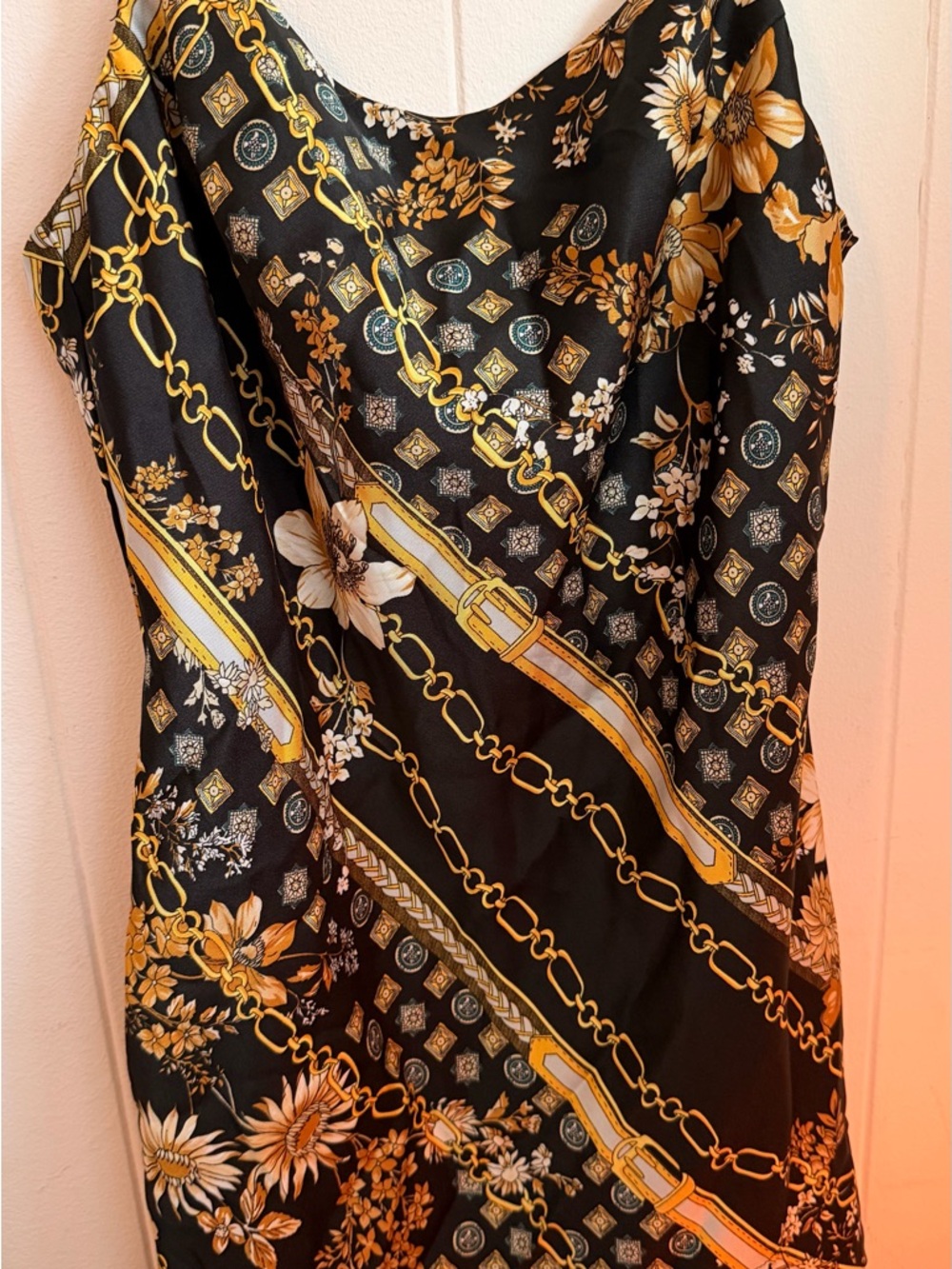 Princess Polly Black & Gold Floral Chain Slip Dress - Picture 2 of 8